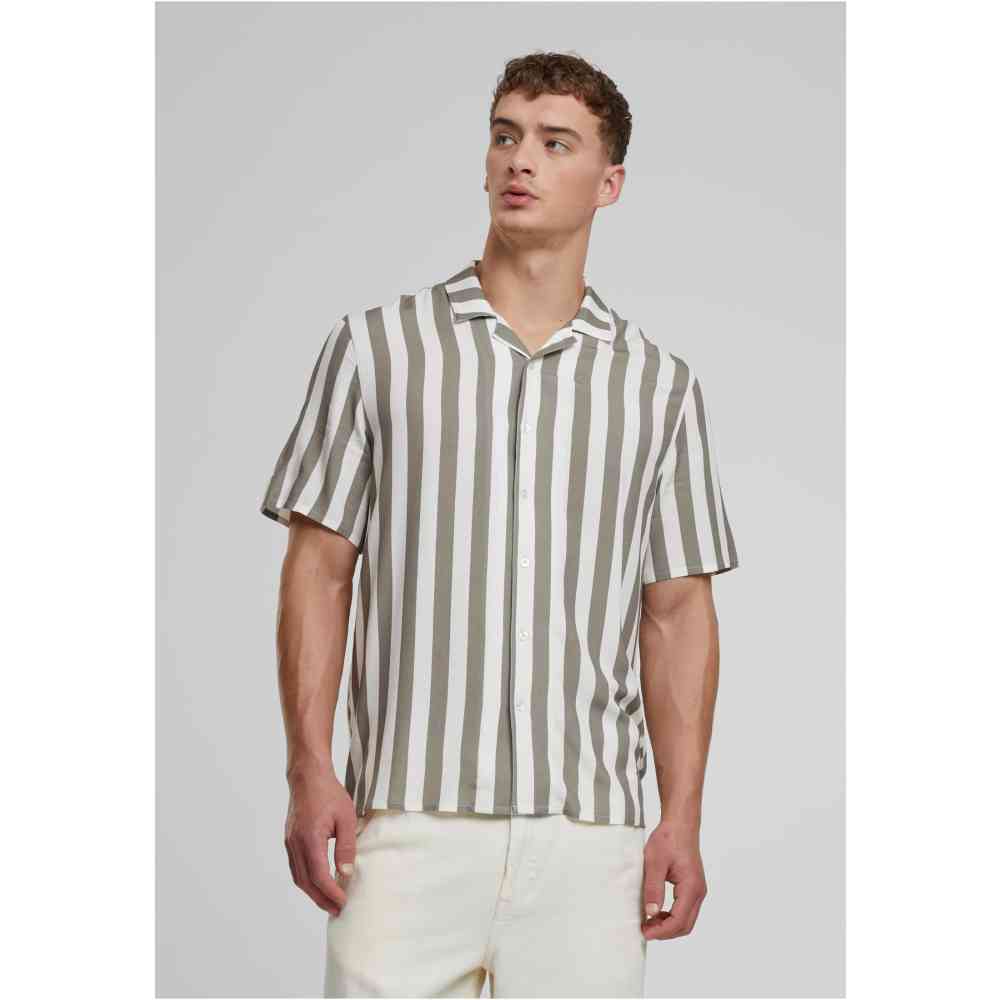 Urban Classics - Viscose AOP Resort Shirt - Brown/Off white
